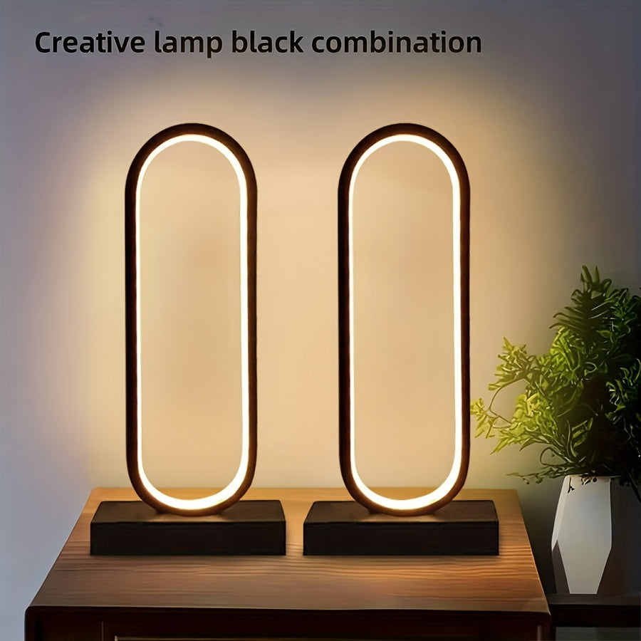 Modern Aluminum LED Ring Table Lamp, 3-Color Touch Control, USB Charging, 12.8" Spiral Metal Bedside & Desk Light – 1pc or 2pc