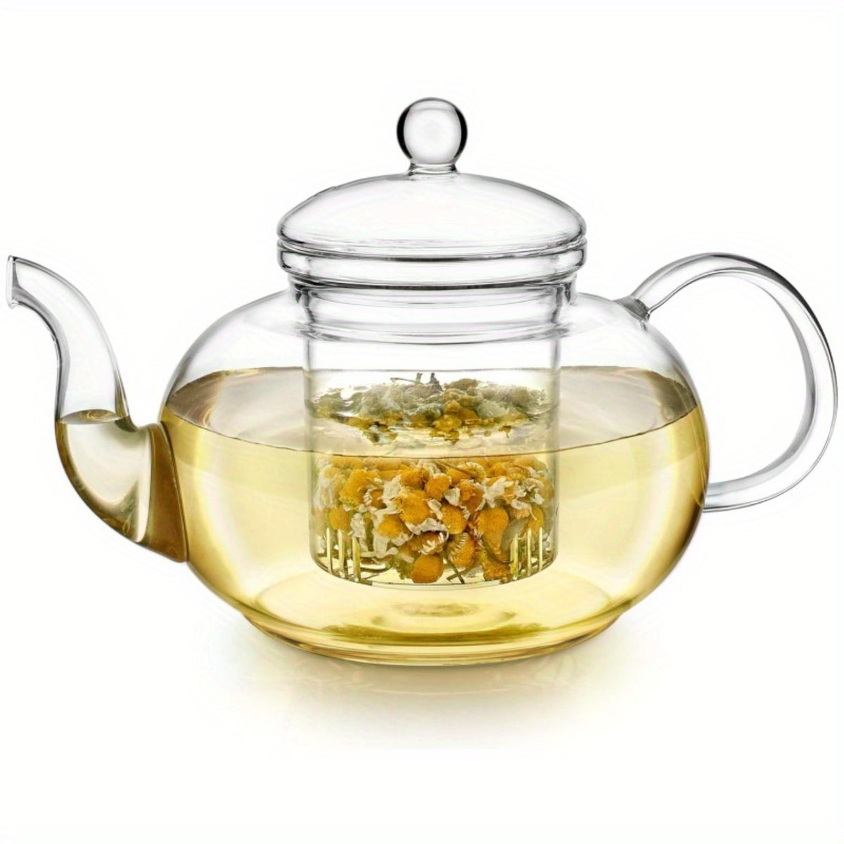 1000ml Borosilicate Glass Teapot with Removable Infuser – Gooseneck Loose Leaf Tea Pot, Microwave & Stovetop Safe, Gift Box Included (Teapot Only or Set with 4 Cups)