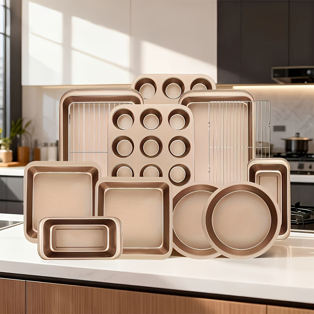Baking Pan Set Oven-Safe Commercial Grade - Cookie Sheet Baking Sheet Round Cake Pan Muffin Pan Bread Pan Pizza Pan Square Pan - 4/6/12/23/46-Piece Kitchen Bakeware Sets, Restaurant Quality
