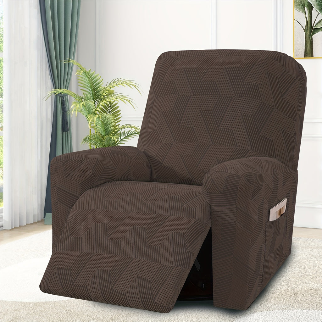 1 Seat Sofa Slipcover Stretch Recliner Cover Elastic Armchair Slipcover Washable Spandex Couch Cover with Pocket for Living Room Office Home - 5 Colors Dark Gray Beige Coffee Green Navy Blue