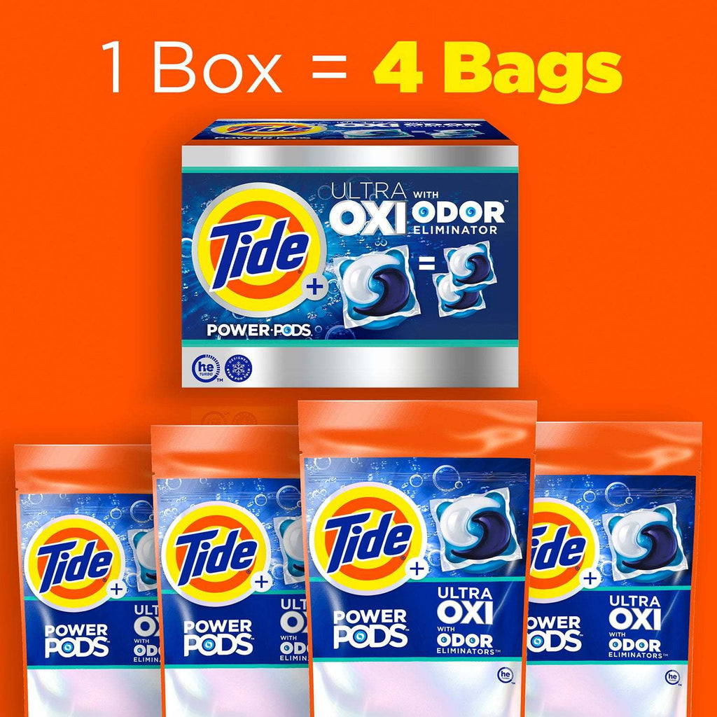 Tide Power PODS Ultra OXI Laundry Detergent Pacs 54 Count, Stain-Fighting Oxi Boost Laundry Pods, Deep Clean Odor Eliminating Washing Machine Pods for HE & Standard Washers