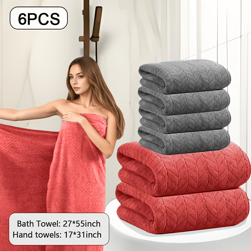 Oversized Striped Bath Towel Set – Absorbent Quick-Dry Adult Bath Towels for Spa, Hotel & Home | Available as Single or 6-Piece Set | Multiple Colors