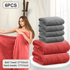 Oversized Striped Bath Towel Set – Absorbent Quick-Dry Adult Bath Towels for Spa, Hotel & Home | Available as Single or 6-Piece Set | Multiple Colors