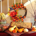 Fall Thanksgiving Wreath Decor – Pumpkin Leaves Floral Doll Autumn Wreath for Front Door, Indoor & Outdoor Walls, Windows, Family & Holiday Party, Christmas Winter Home Decor