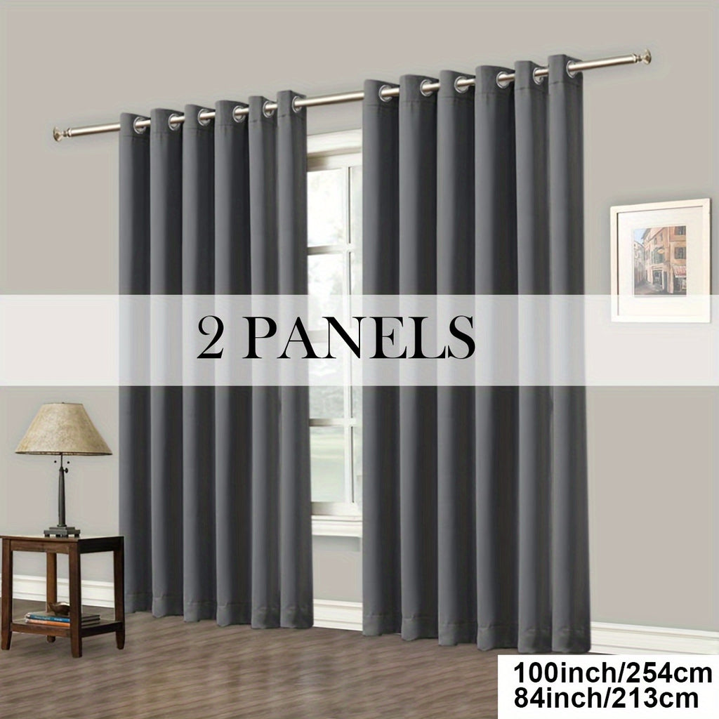 Room Darkening Blackout Curtains 4-Pack – Grommet Top Plain Weave Sun Blocking Drapes for Living Room & Bedroom, 9 Colors, 7 Size Options, Woven Polyester