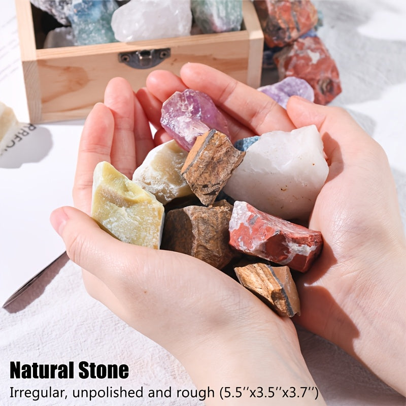 Raw Gemstone Rough Crystals 3LB Assorted Natural Stone Mix for Tumbling Polishing Wire Wrapping Wicca Reiki Fountain Home Office Decor Good Luck Healing Crystals