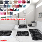 Soft Velvet Bath Rug Set Non-Slip Water Absorbent Machine Washable Bathroom Mat 3 4 5 6 Piece Sets Multiple Colors