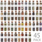 45 Bottles Dried Herbs & Flowers Kit with Crystal Spoon – Beginner Altar Supplies for Wicca, Pagan Magic, Incense, Bath & Spells, Unique Gift for Mother’s Day, Graduation & Wedding