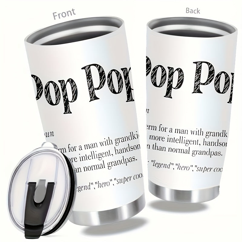 20oz Stainless Steel Travel Mug – Vacuum Insulated Double Wall, Pop-Up Lid, Hot & Cold Drinks, Perfect Gift for Grandpa & Grandfather