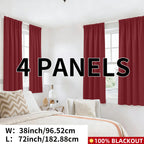 Blackout Curtains Rod Pocket 4-Panel Solid Color Lightweight Matte Drapes | 100% Light Blocking Window Curtains for Bedroom Living Room, 9 Colors 5 Sizes