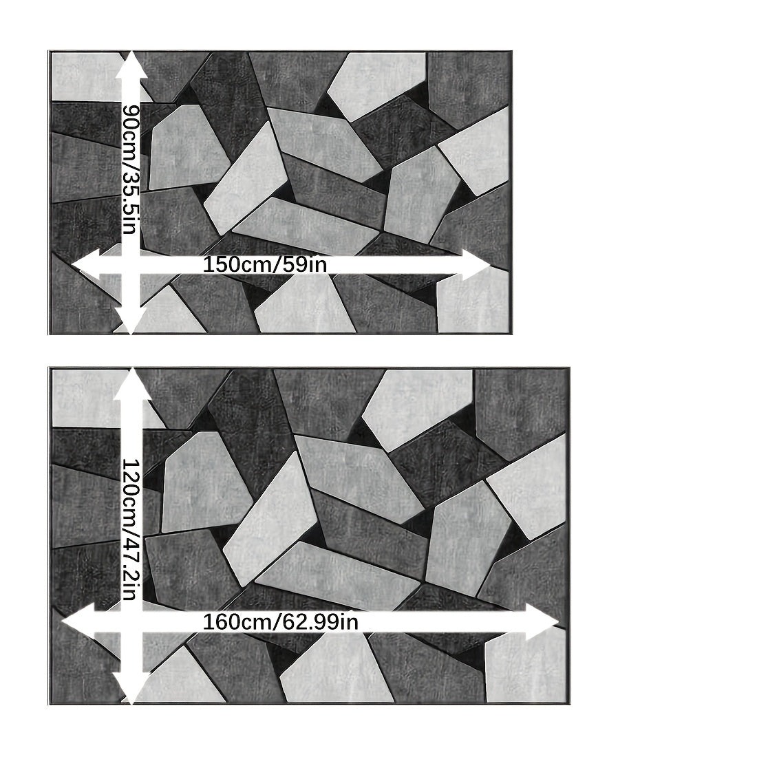 Soft Area Rug Grey White – Modern Low Pile Carpet for Bedroom Living Room, Non-Slip Backing, Machine Washable, 3x5 4x6 5x7 ft