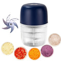 USB Rechargeable Electric Garlic Chopper Mini Portable Food Chopper 6-Blade – Chop Garlic, Ginger, Onion, Chili, Fruits & Meat with One Press | 800mAh Battery
