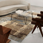 Abstract Area Rug for Living Room Indoor Outdoor - Retro Ink Watercolor Design, Anti-Slip Backing, Four Seasons Durable Floor Mat, Multiple Sizes