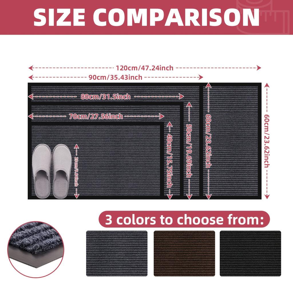 Welcome Door Mat 2-Pack Indoor Outdoor Entryway Mat Low Profile Polyester – Front Door, Patio, Porch & Mudroom Doormat – 3 Sizes & 3 Colors Available