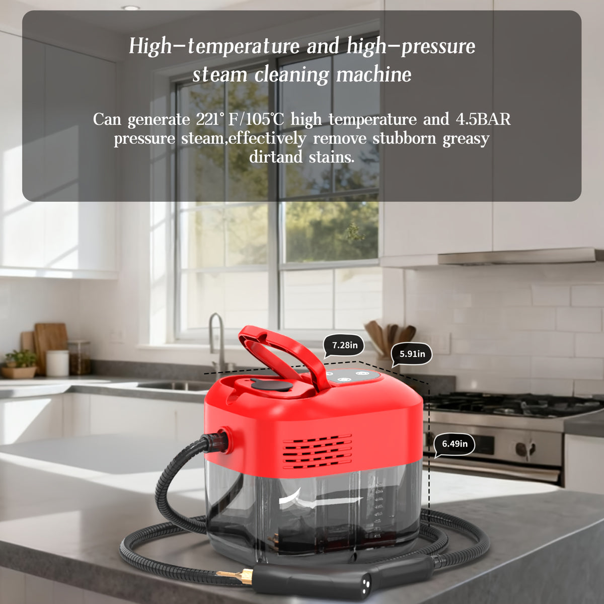Handheld Steam Cleaner Large-Capacity with Extra-Large Water Tank – Rapid Heating Portable Multi-Function Cleaner for Floors, Cars, Fabrics, Kitchen & Bathroom Tile Grout