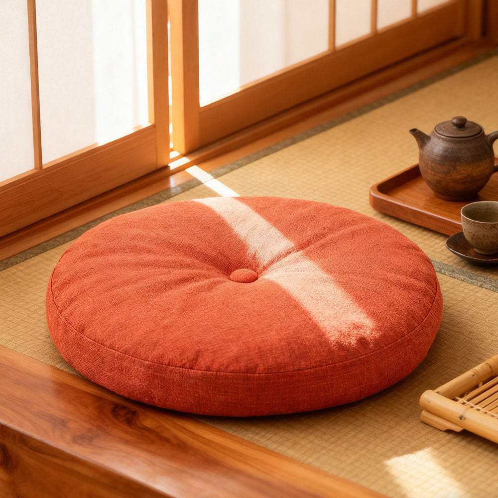 Round Seat Cushion 40x40cm 15cm Thick Firm Futon Meditation Mat Removable Linen Cover Chair Pad for Office Dining Chair Home Decor All Seasons Christmas