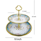 2 Tier Floral Metal Cake Stand Dessert Tower - Vintage Pastry Cupcake Serving Tray for Tea Party, Baby Shower, Birthday & Wedding Table Centerpiece Decoration