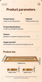Extra Large Acacia Wood Charcuterie Board 36x12 Inch with Handles and 2 Stands - 3ft Rectangular Cheese and Meat Serving Platter for Party Entertaining - Oversized Grazing Board Gift
