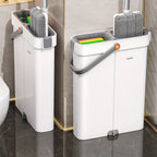 Flat Mop and Bucket Set 360 Degree Rotating Hands-Free Wringing Dual Compartment Clean Dirty Separation Ultra-Fine Fiber Floor Mop for Kitchen Bathroom Hardwood Tile
