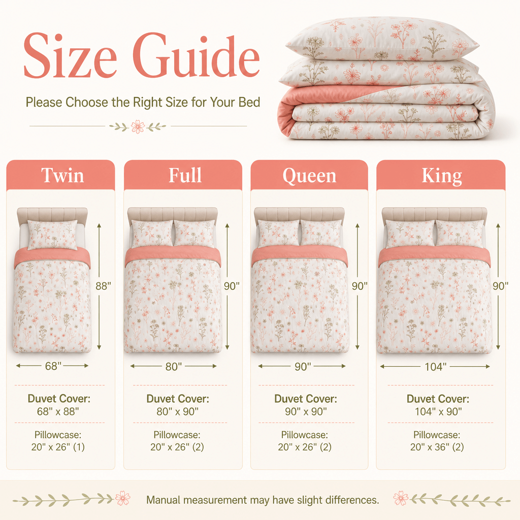 Duvet Cover Set Multicolor Floral Print Queen King Twin Full - 3-Piece Soft Breathable Bedding with Pillowcases, Boho Bedroom Decor All-Season