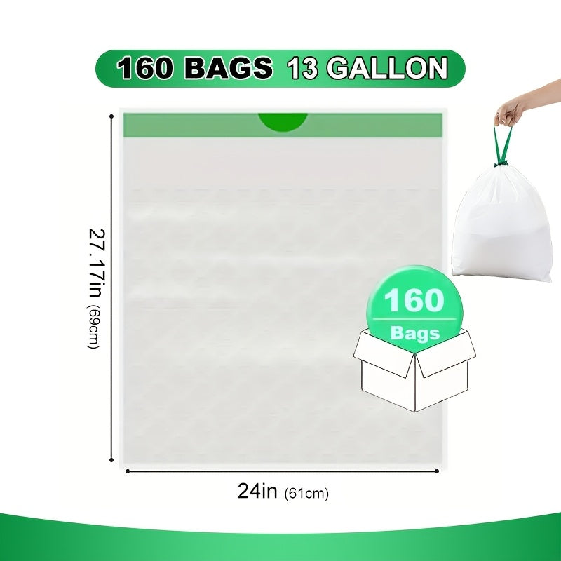 13 Gallon Trash Bags Heavy Duty Thickened Tear-Resistant Garbage Bags for Kitchen Office Bedroom Outdoor Courtyard 15kg Capacity 75 or 160 Count Multi-Purpose