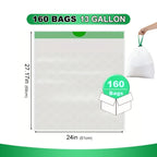 13 Gallon Trash Bags Heavy Duty Thickened Tear-Resistant Garbage Bags for Kitchen Office Bedroom Outdoor Courtyard 15kg Capacity 75 or 160 Count Multi-Purpose