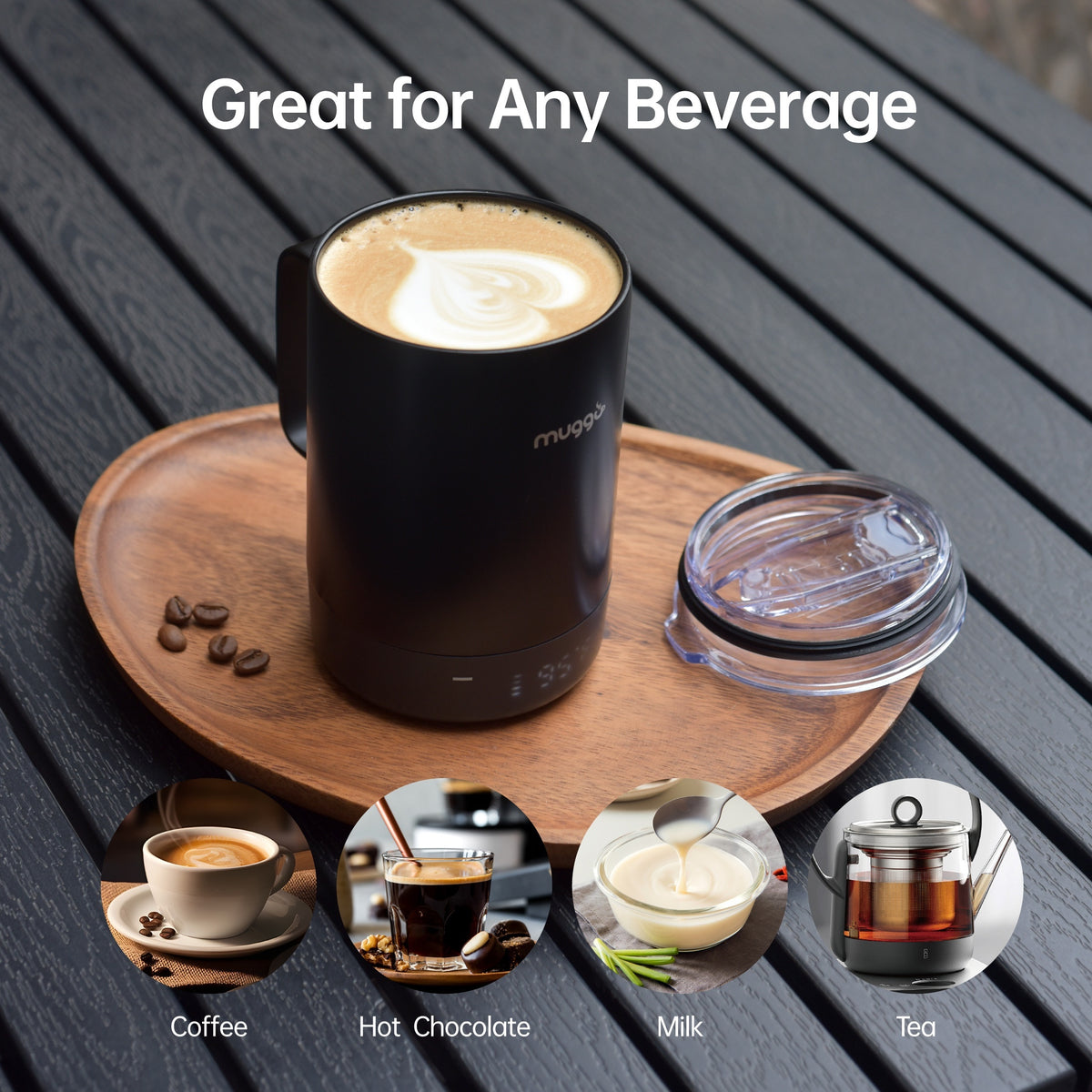 Self Heating Coffee Mug 12oz USB-C Rechargeable – Smart Temperature Maintaining Electric Mug with LED Display for Coffee & Hot Beverages