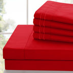 Brushed Microfiber Bed Sheet Set 6 Piece with Embroidered Pillowcases - Hotel Luxury Deep Pocket 16 Inch, Soft Breathable All Season, 24 Colors, Twin Twin XL Full Queen King Cal King