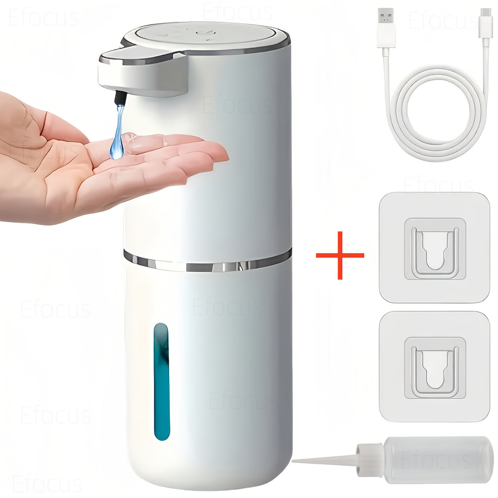 Touchless Foam Soap Dispenser Automatic USB-C Rechargeable Wall-Mounted IPX5 Waterproof 400ml with 4 Adjustable Foam Levels for Bathroom and Kitchen – No Battery Needed