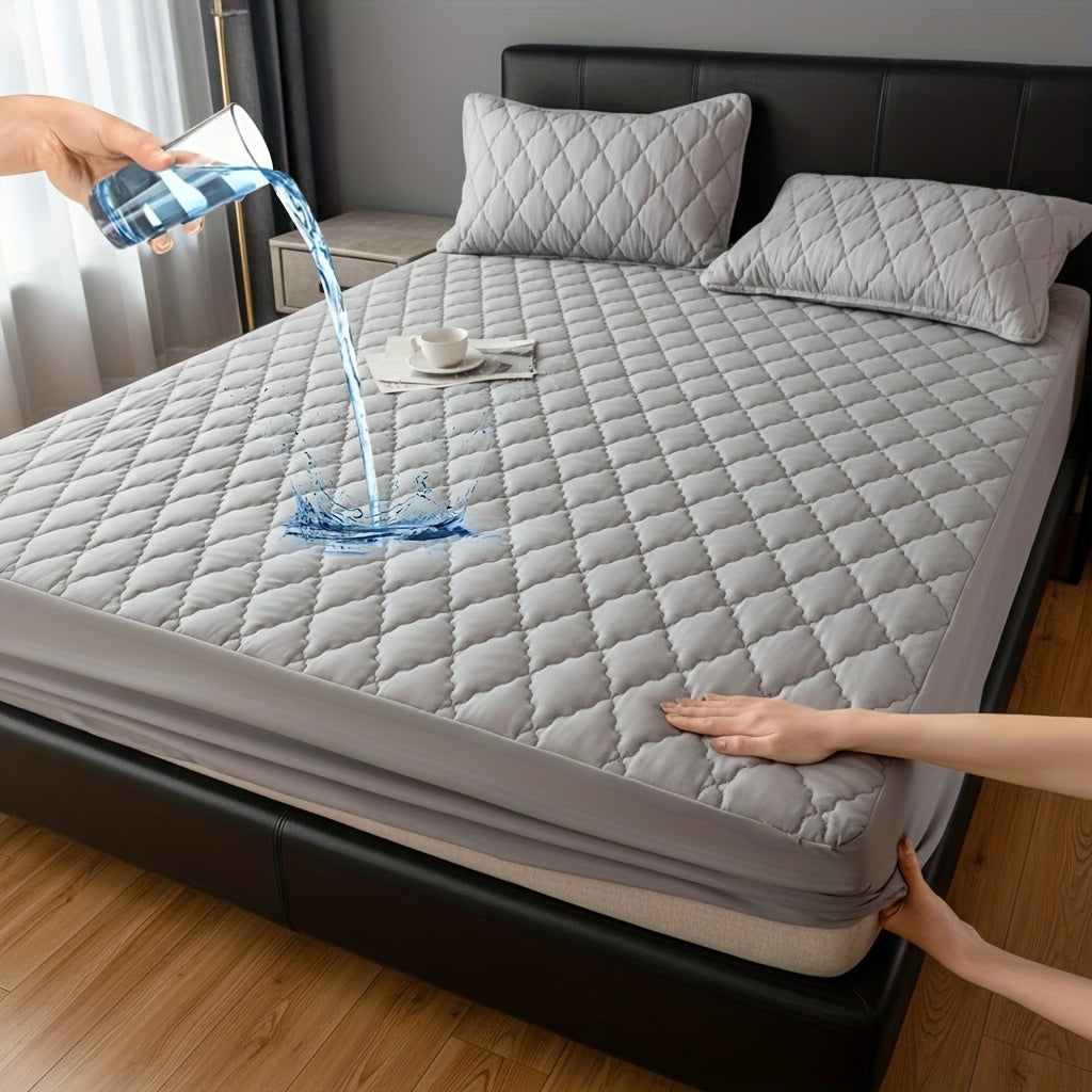 Mattress Protector Deep Pocket 11.8-Inch Thickened Fitted Cover with Embossed Design – Solid Color Bedding Essential for Twin Full Queen King, 7 Colors