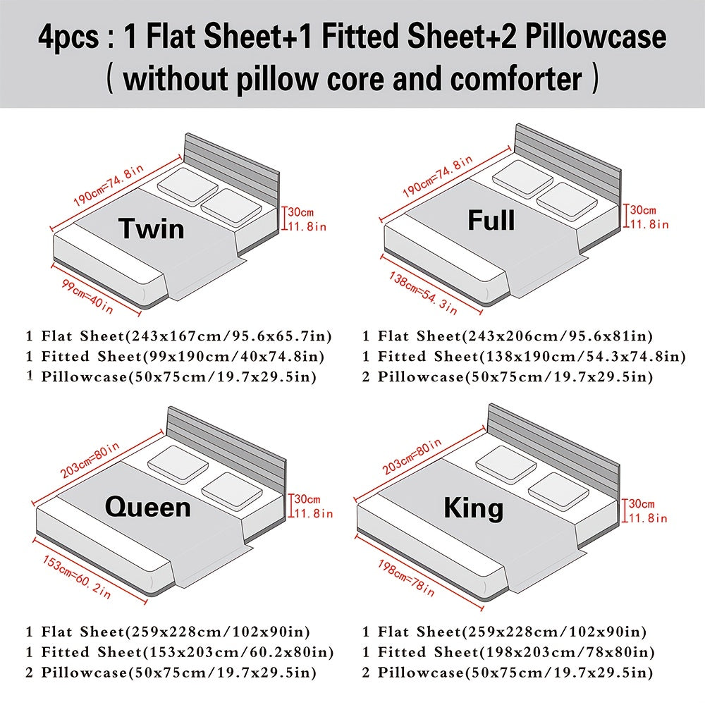 Luxury Microfiber Bed Sheet Set 4-Piece | Deep Pocket, Fade Resistant
