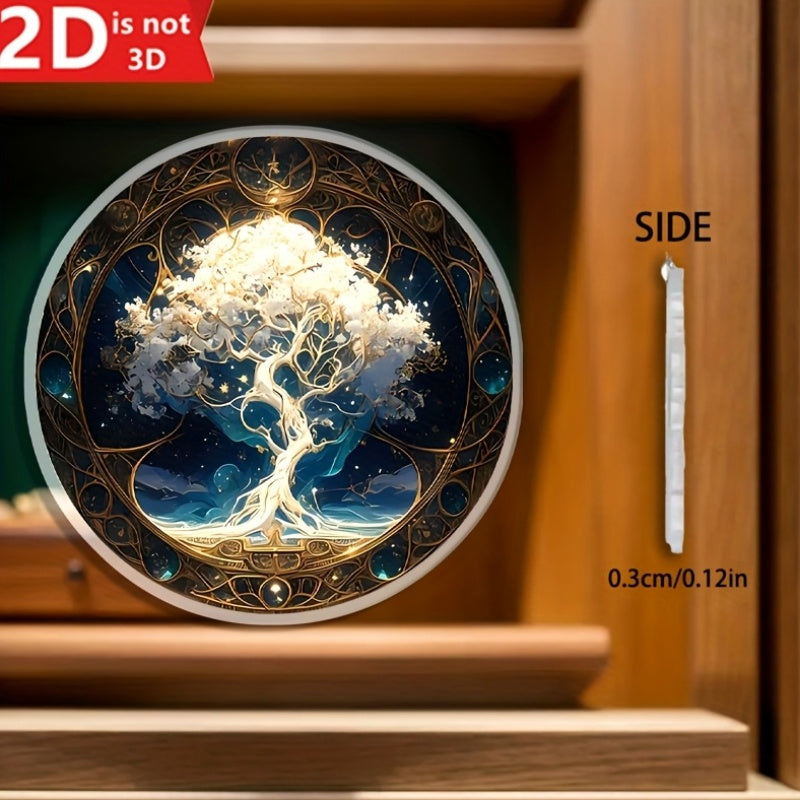 Tree of Life Mandala Round Wall Decor – Art Deco 2D Flat Medallion for Front Door Porch Living Room Bedroom