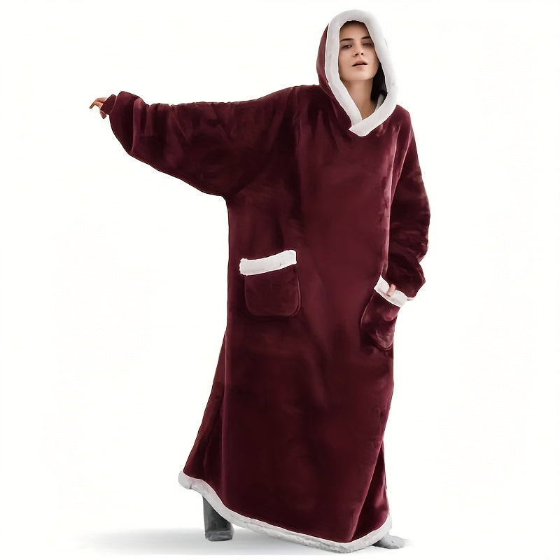 Wearable Blanket Hoodie – Oversized Giant Flannel Hooded Blanket Jacket for Women & Men | Ultra Soft, Warm, with Pocket | 5 Colors