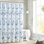 Bow Tie Ruffle Shower Curtain Vintage Handcrafted - Waterfall Ruched Fabric Bath Curtain with Hooks, Quick Dry Machine Washable, Farmhouse Romantic Decor, Multiple Sizes & Colors