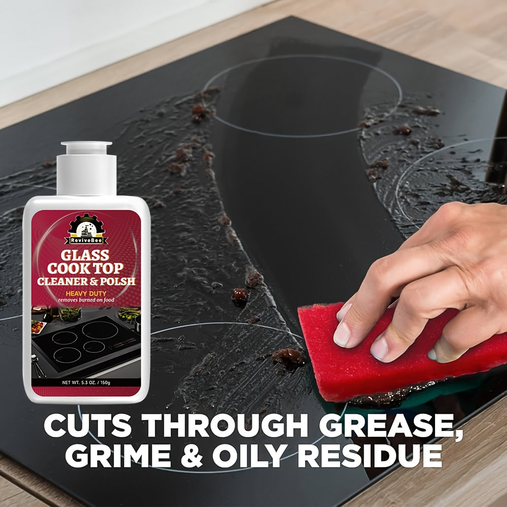 Cooktop Cleaning Paste – Removes Grease, Oil Stains & Burnt-On Food from Stove Tops, Burners & Glass Cooktops – Hydrogen Peroxide Easy Scrub Kitchen Cleaner Gel, Unscented