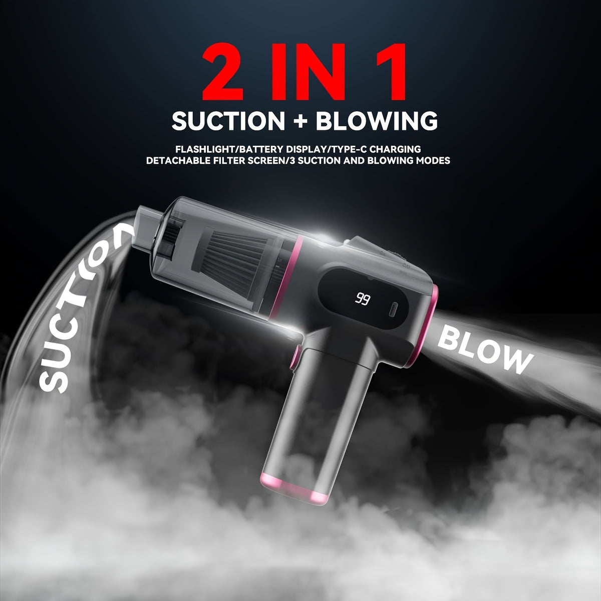 Wireless Handheld Vacuum Cleaner 6Kpa Suction & Blow USB Rechargeable Quiet Mini Vacuum for Home Car Office Pet Hair Dust