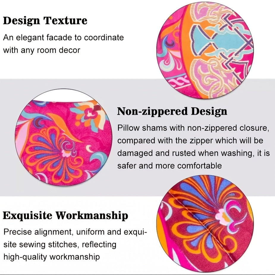 Bohemian Print Quilt Set 2/3pcs - Soft Microfiber Lightweight All-Season Bedding for Double Bed Large and Extra Large Perfect Gift for Valentine's Day Wedding and Girls