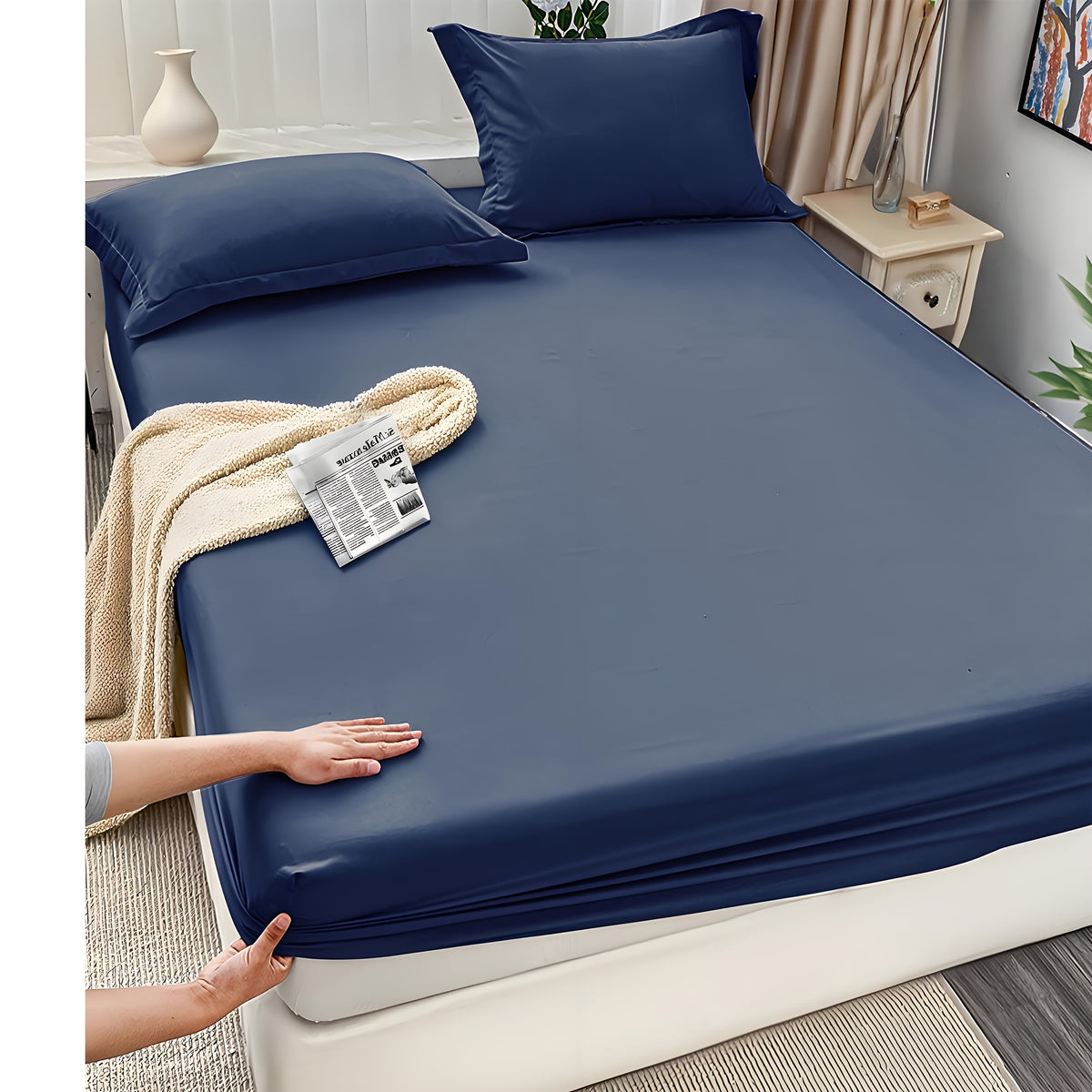 Fitted Sheet Set 3 Piece Solid Color – Soft Breathable 14" Deep Pocket Bed Sheet with 1 or 2 Pillowcases, All Season Machine Washable Bedding, Great Gift for Any Bedroom