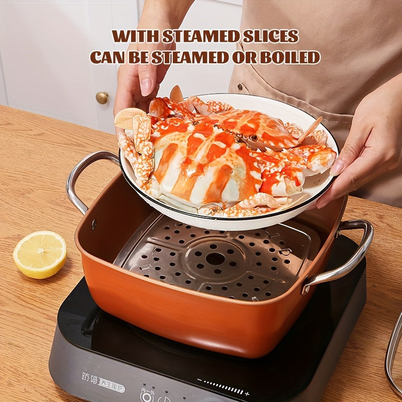 Deep Fryer Set with Strainer 4 Piece Large Capacity Oil Strainer Fryer Easy to Clean for Home Cooking French Fries Steaks Family Meals