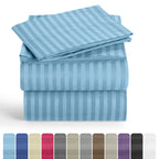 Luxury Striped Bed Sheet Set 3 or 4 Pcs – Hotel-Quality Deep Pocket 16", Extra Soft Breathable Cooling Sheets, Wrinkle & Fade Resistant, Twin Twin XL Full Queen King Cal King, 11 Colors
