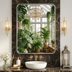 Metal Framed Rounded Rectangle Wall Mirror for Bathroom – Over Sink, Horizontal or Vertical Hanging, Modern Farmhouse Decor, Matte Black, Gold & Silver, Multiple Sizes 16x20 to 36x48 In