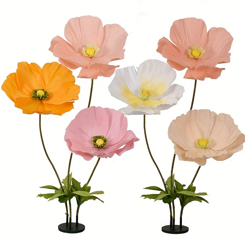 Giant Artificial Paper Peony Flowers Set of 3 – Large Paper Craft Floral Arrangements with Base Stems for Wedding, Birthday Party, Home Decor & Window Display