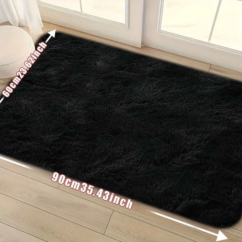 Tie-Dye Plush Mat Soft Absorbent Non-Slip Machine Washable Floor Mat for Living Room Bedroom Bathroom Dark Gray Black Light Gray Pink