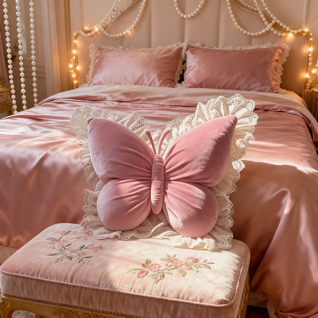 Butterfly Shaped Throw Pillow Cute Decorative Bow Pillow for Bed Sofa – Soft 3D Accent Pillow for Girls Bedroom Home Decor