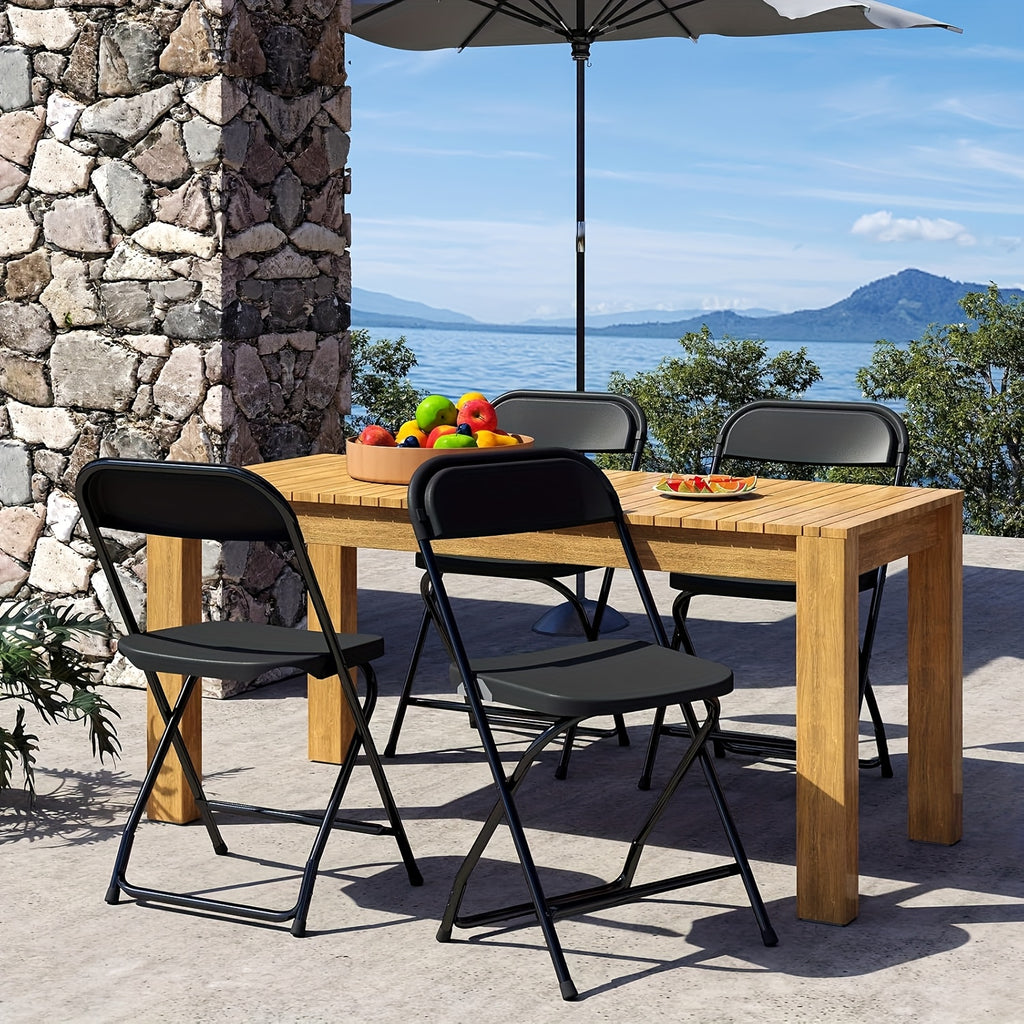 Stackable Folding Dining Chairs 350 Lbs Capacity Steel Frame for Kitchen Dining Room Catering & Outdoor Parties – Space-Saving Plastic Chairs