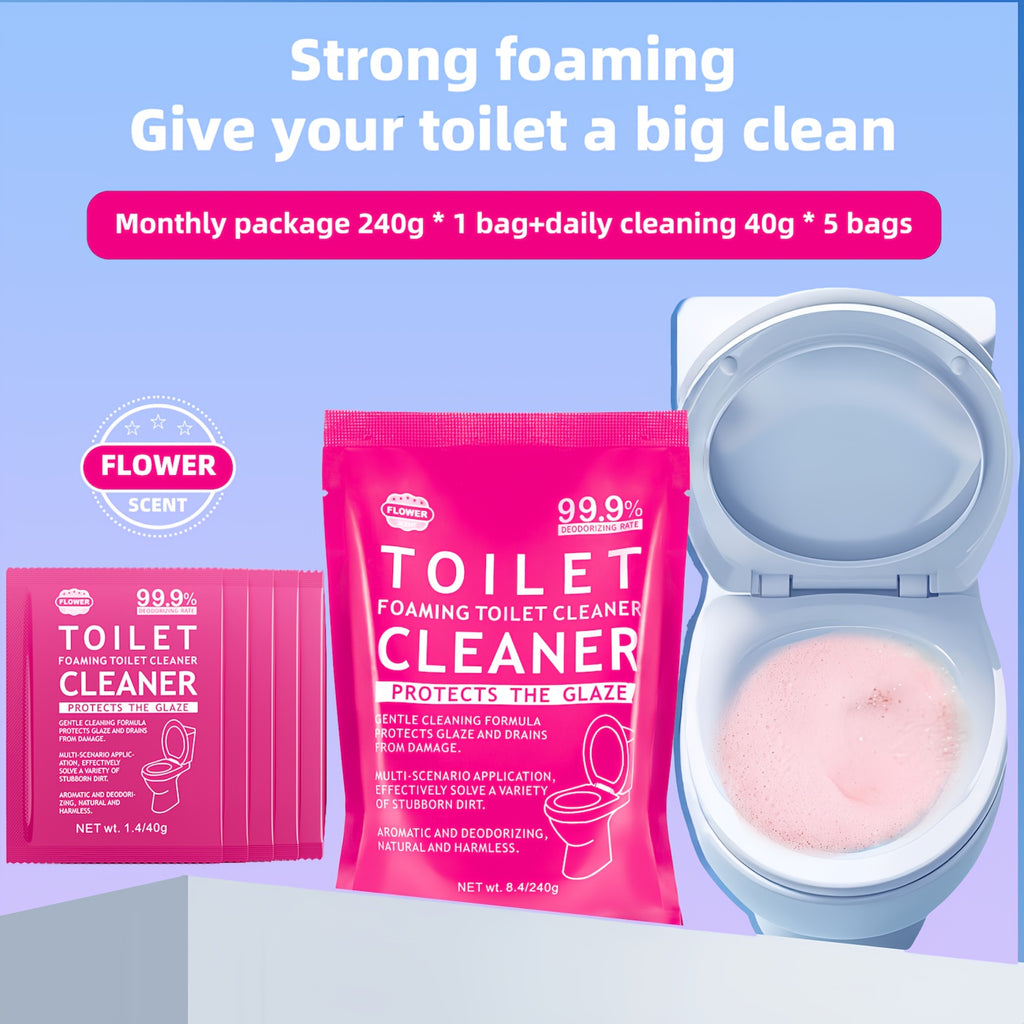 Foam Toilet Powder Cleaner 5 Pack – Fast-Acting Stain Remover, Drain Unclogger & Deodorizer for Toilets, Ocean & Floral Scent, No Harsh Chemicals, Travel & Home Use