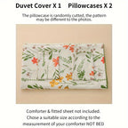Floral Duvet Cover Set 3-Piece Soft Breathable Polyester – Flowers & Plants Print Comforter Cover with Zip Closure, Twin Full Queen King Bedding Set No Insert