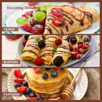 Electric Crepe Maker 12 Inch Nonstick Pancake Griddle 1000W with Precise Temperature Control - Includes Batter Spreader & Spatula for Crepes, Eggs, Omelets, Quesadillas, Hash Browns - Home Kitchen