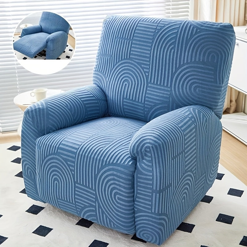 Elastic Jacquard Recliner Chair Cover Single Seat – Stretch Armchair Slipcover Furniture Protector for Living Room Bedroom Office, 6 Colors (Pink Blue Green Camel Gray Beige)