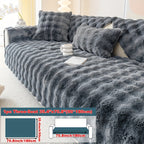 Plush Sofa Cover Rabbit Fur Like Cushion – Anti-Slip Wear-Resistant Pet Friendly Sofa Protector, 450-500GSM Polyester, Machine Washable, Home Decor